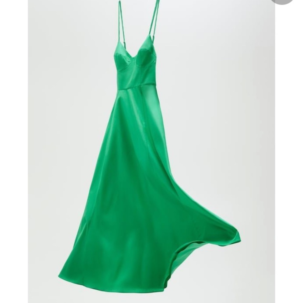 Green Zara Corset Top Mid Length Dress